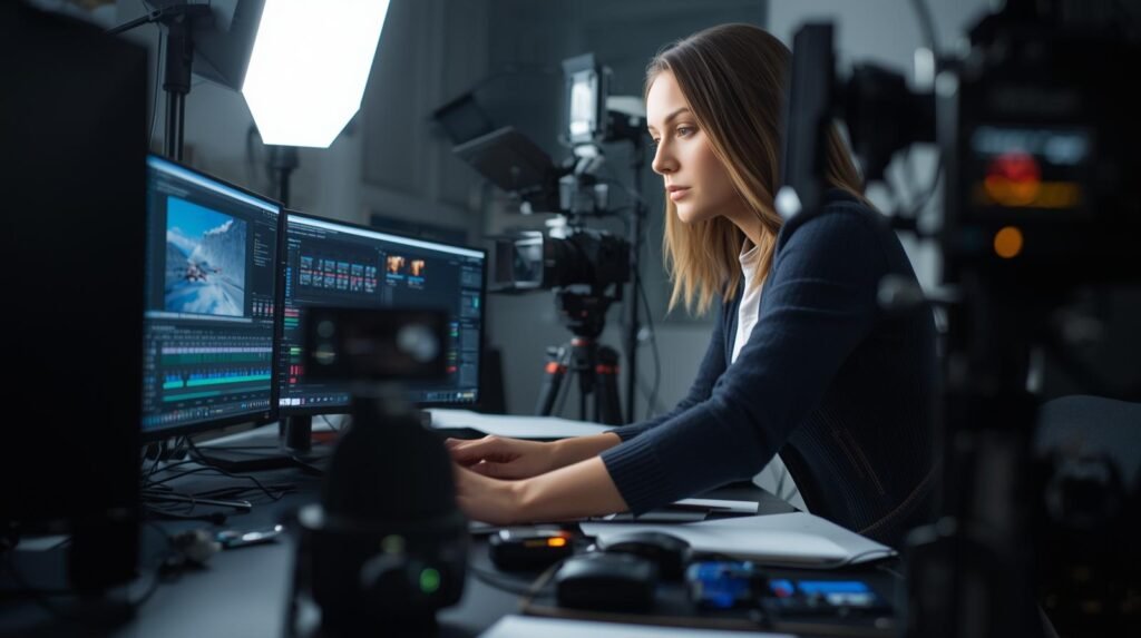 un diseñador gráfico haciendo producciones video