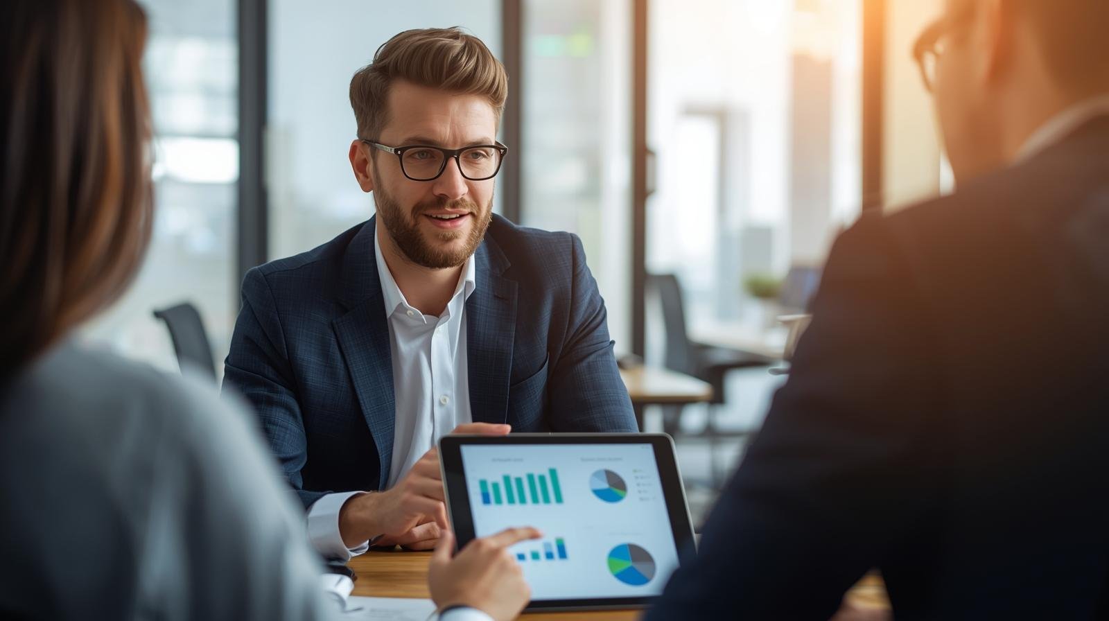 una persona dando consultoria de marketing digital